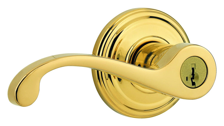 Kwikset 740CHL Commonwealth Keyed Entry Lever with SmartKey Security, Lifetime Polished Brass