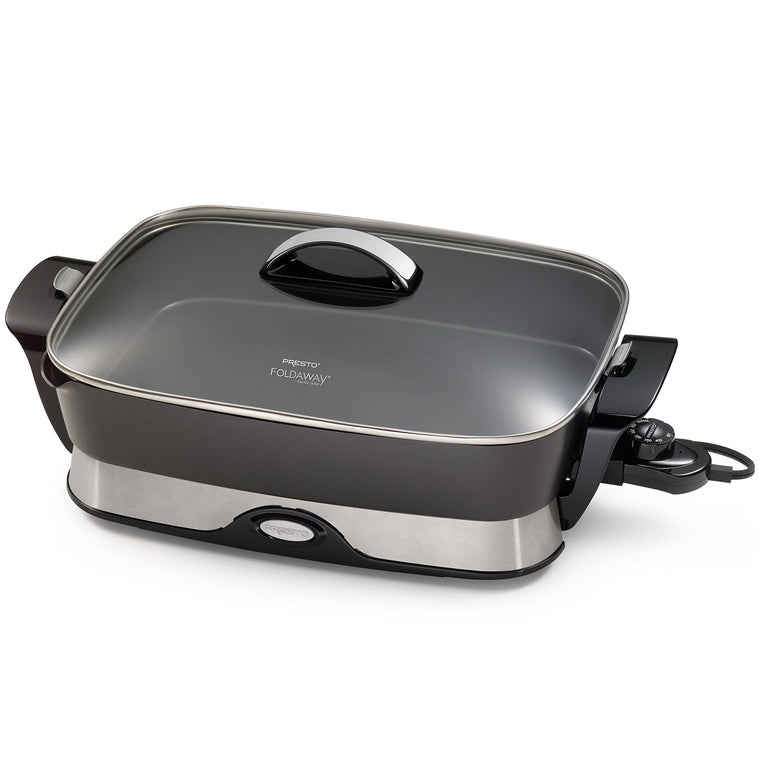 Presto 06857 16-Inch Electric Skillet with Foldaway Design, Black Nonstick Cooking Surface