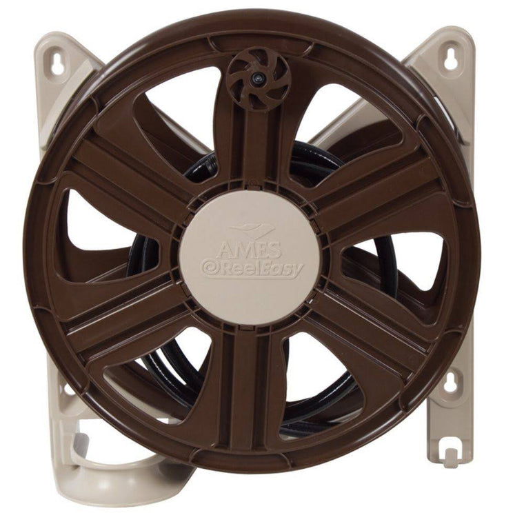 Ames Reeleasy Side-Mount Hose Reel with 100-Feet of Hose, Model 2388340, Tan and Brown